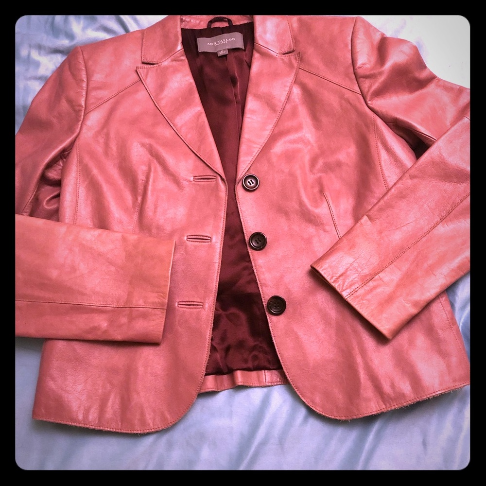 Ann Taylor petite mauve leather blazer